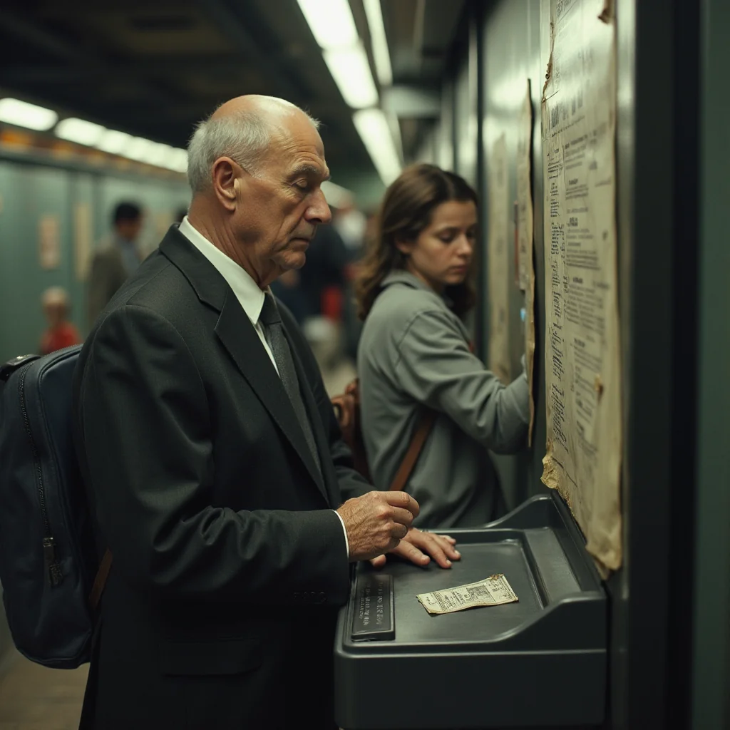 Hombre cansado frente a aumento del 15% en metro, madre con letrero Renta Protegida y cartel de hipoteca en fondo,...