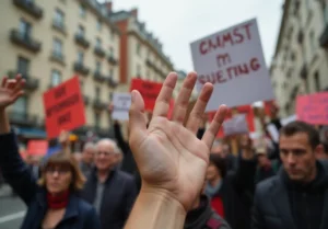 Protestas en Europa: una lucha por el poder adquisitivo en tiempos de inflación Protestas en Europa por inflación y salarios, manifestantes en la calle con carteles sobre poder adquisitivo