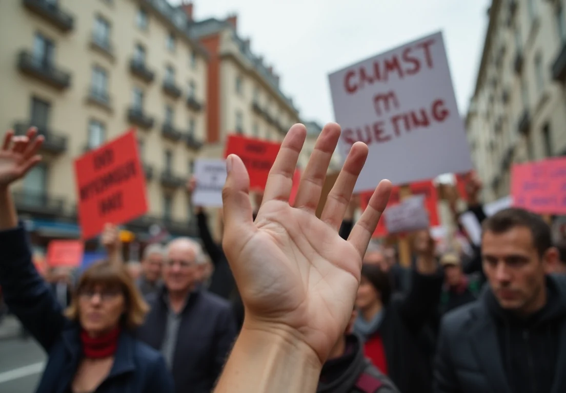 Protestas en Europa por inflación y salarios, manifestantes en la calle con carteles sobre poder adquisitivo