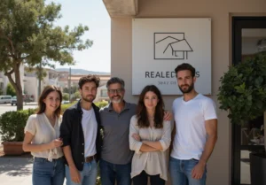 Escasez de alquiler en Castellón, ciudadanos frente a oficina inmobiliaria, mercado inmobiliario en crisis