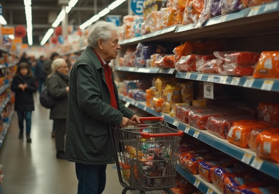 Familias comprando dulces de Halloween en tienda con inflación alta y precios elevados